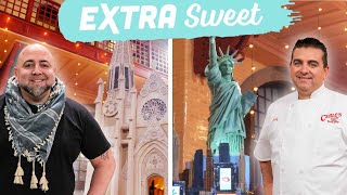 Buddy and Duff Create quotThe Big Applequot Themed Cakes Extra Sweet  Buddy vs Duff  Food Network [upl. by Juxon]