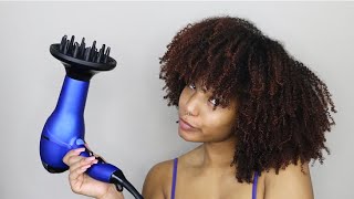 Diffusing And Stretching Type 4 Natural Hair  Minimize Shrinkage Frizz And Dry Time [upl. by Aileahcim]