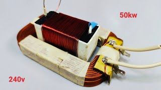 How to turn microwave coils into 50kw super strong generator at home Using Capacitor [upl. by Findlay]