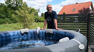 Bestway LAYZSPA Whirlpool Santorini HydroJet Pro  Unboxing und Aufbau  Aufblasbarer Whirlpool [upl. by Eseyt]