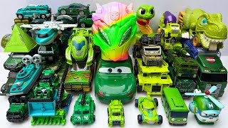 Transformers Green Car Park Transport Bumblebee McQueen Dinosaur vs LEGO Robbery Bank Stopmotion [upl. by Yentruoc]