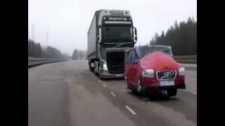 Volvo Truck Collission warning with emergency Brake [upl. by Ahseenat961]