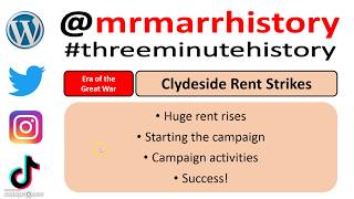 Three Minute History  1915 Clydeside Rent Strikes [upl. by Bealle]