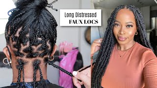 🔥 OMG Long DISTRESSED FAUX LOCS😱 So Natural Knotless Crochet BUTTERFLY LOCS ft Janet Collection [upl. by Aleira]