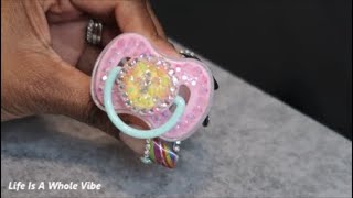 DIY DOLLAR TREE BLING BABY PACIFIER HOW TO BLING BABY SHOWER GIFTS BLING BABY LOTION amp SHAMPOO [upl. by Demitria]