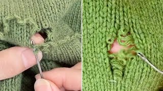 Detailed instructions for repairing holes in sweaters [upl. by Adrienne]