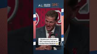 Brent Venables on playing at JordanHare Stadium for Oklahomas first ever SEC road game [upl. by Amandi]