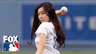 Tiffany Hwang Throws Worst First Pitch Ever [upl. by Ykvir]