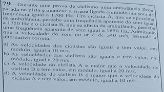 EEAR 20242 Durante uma prova de ciclismo uma ambulancia ficou [upl. by Nais]