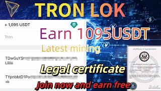 Millionaire tronlok Get 10000usdt for free online mining machine stable income [upl. by Gelman]