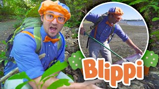 Blippi Cleans Up The Beach amp Hikes  Learn About Nature amp Recycling  Educational Videos for Kids [upl. by Ytsanyd]