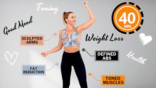 🔥40 Min STANDING WORKOUT for WEIGHT LOSS amp TONING🔥No Equipment🔥NO SQUATS🔥NO LUNGES🔥Super Sweaty🔥 [upl. by Lunetta81]