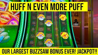 HUFF N EVEN MORE PUFF MASSIVE JACKPOT Our Largest bonus Yet GOLD SAWS [upl. by Asiil225]