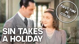 Sin Takes a Holiday  COLORIZED  Old Romantic Film  English [upl. by Keiryt]