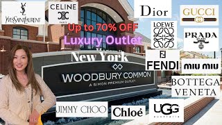 Discount Luxury Shopping at Woodbury Common Outlets Dior Gucci Prada Celine Fendi Bottega YSL [upl. by Nilsoj35]