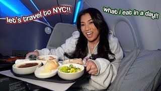 LETS TRAVEL TO NYC What I Eat In A Day Vlogmas Day 12 [upl. by Oiramal]