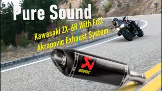 Pure Sound Akrapovic Exhaust on a 2019 Kawasaki Ninja ZX6R 636 [upl. by Vinia]