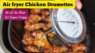 Crispy Air fryer Chicken Wings Drumettes No OIL  NO FLOUR amp NO BAKING POWDER [upl. by Garlan]