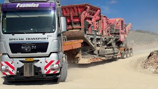 Transporting Two Terex And Extec Mobile Impact Cruchers  Fasoulas Heavy Transports  4K [upl. by Neumann]