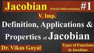 Jacobian 1 in Hindi Vimp  Definition  Applications  Properties  Partial Differentiation [upl. by Ingunna714]