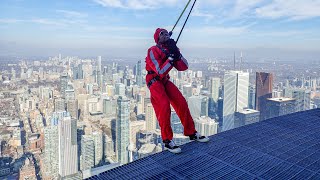 CN TOWER EDGE WALK • ON T0P OF THE TALLEST BUILDING IN CANADA 🇨🇦 [upl. by Aletsirc]