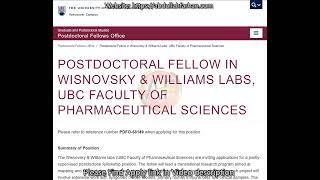 8 Postdoc Fellowships University of British Columbia Canada Open until filled  upto 70000year [upl. by Ody]