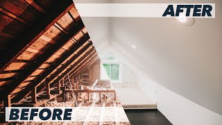 Incredible Attic Transformation in 5 Min  Timelapse DIY Attic Loft Renovation [upl. by Hoy]