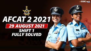 AFCAT 2 2021 Answer Keys 29 August 2021  Shift 1 Fully Solved [upl. by Naro]