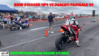 BMW S1000RR HP4 vs Duacati Panigale V4 motorcycles drag racing 🏍🚦  4K UHD [upl. by Divod]