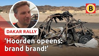 Buggy vliegt in brand eerste Brabantse uitvaller🔥  Dakar Rally [upl. by Cirted]