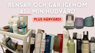 🌸 Rensar och går igenom ALLA mina hudvårdsprodukt amp hårvårdsprodukter ✨ [upl. by Teeter274]