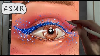 😴 iPad ASMR  Painting an EYE Pure Whispering  Writing Sounds [upl. by Ennayt]