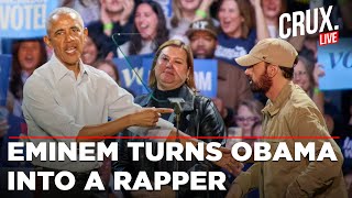 Eminem Live  Obama Live  Obama Raps quotLose Yourselfquot After Eminem Introduces Him In Detroit Rally [upl. by Ahsercul]