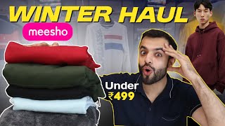 I Ordered All Winter Essentials Under ₹499 🔥 I Meesho Winter Haul I Pullovers  Quarterzip  Varsity [upl. by Nivrehs]