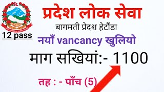 Bagmati Pradesh Vacancy 2080  New Vancacy 2080  Loksewa Vacancy In 2080 [upl. by Oilalue]