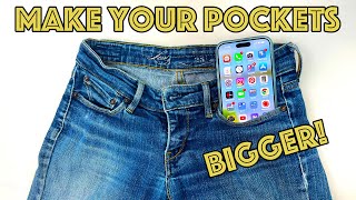 How To Make Small Jean Pockets Deeper Or Bigger The Easy Way [upl. by Htnicayh54]