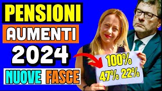 🔴 ULTIMORA AUMENTO PENSIONI 2024 👉 ECCO LE NUOVE FASCE AUMENTIRIVALUTAZIONE UFFICIALI 📈💰 [upl. by Bohrer]