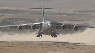 C17 Landing on dirt runway [upl. by Meelas]