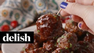 How To Make Cranberry Meatballs  Delish [upl. by Rihsab]