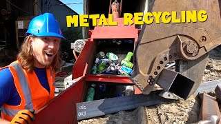 Handyman Hal learns about Metal Recycling  Equipment for kids [upl. by Hanoj]