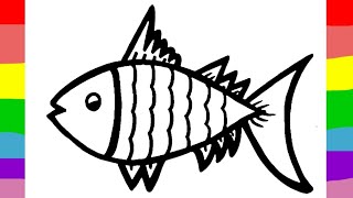 How to Draw A Fish Fish drawing for beginners Draw Fish for baby [upl. by Aeniah]