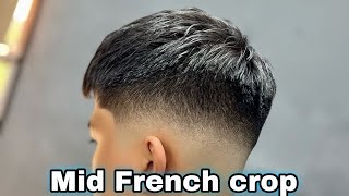 FRENCH CROP  perfect BLURRY MID FADE tutorial 2024💈 [upl. by Ahsinat110]