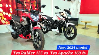 2024🔥New Tvs Apache RTR 160 2v vs Tvs Raider 125  which is best bike in 2024  boywithbikes [upl. by Idnar]