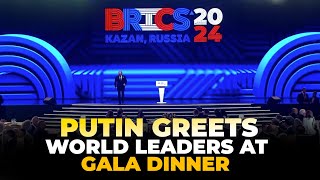 Kazan Russia  BRICS Summit 2024 Vladimir Putin greeted leaders of BRICS countries gala dinner [upl. by Thinia152]