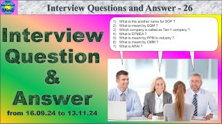 Interview question amp answer from 160924 to 131124  for job  for freshers  new mechanical mind [upl. by Bollay]