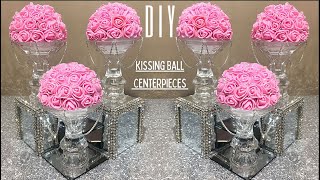 CRYSTAL WEDDING CENTERPIECE IDEAS  FLORAL KISSING BALL CENTERPIECES DIY [upl. by Nyrac]