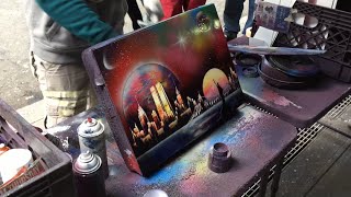 Amazing Spray Paint Art Times Square New York City [upl. by Maurice47]