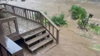 Dramatic Video Captures Moment House is Washed Away During Hurricane Helene Floods [upl. by Anstus]