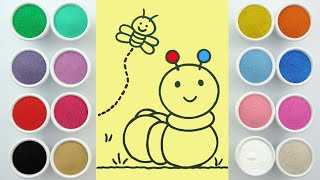 Sand Painting Bee and Rainbow Caterpillar drawing [upl. by Esbenshade476]