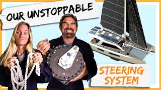 BULLETPROOF Steering System for Our Aluminum Catamaran 💣 Building Our Own Boat Pt 11 [upl. by Jr340]